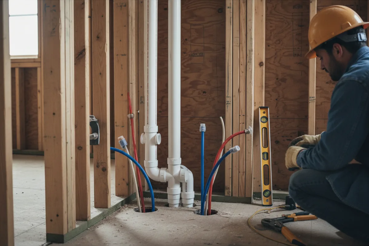 Drain and supply rough-in during Leak Detection in New Windsor